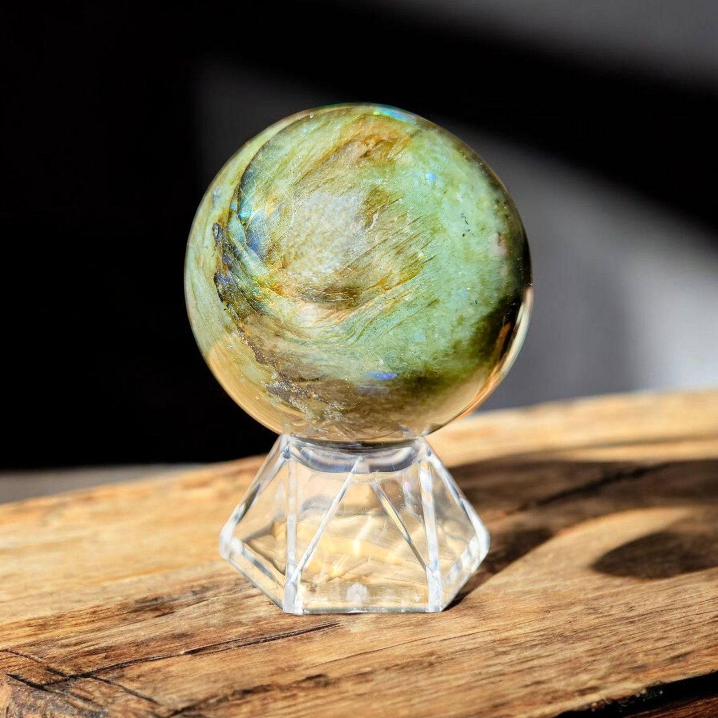Purple Blue Sunset Flash Labradorite Sphere | Polished Crystal Carving | 2.2", 8.6 oz | Statement Piece