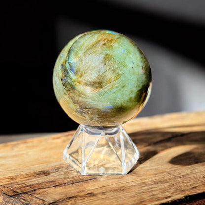 Purple Blue Sunset Flash Labradorite Sphere | Polished Crystal Carving | 2.2", 8.6 oz | Statement Piece