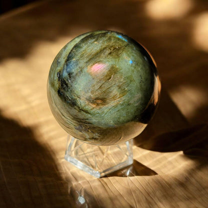 Purple Blue Sunset Flash Labradorite Sphere | Polished Crystal Carving | 2.2", 8.6 oz | Statement Piece