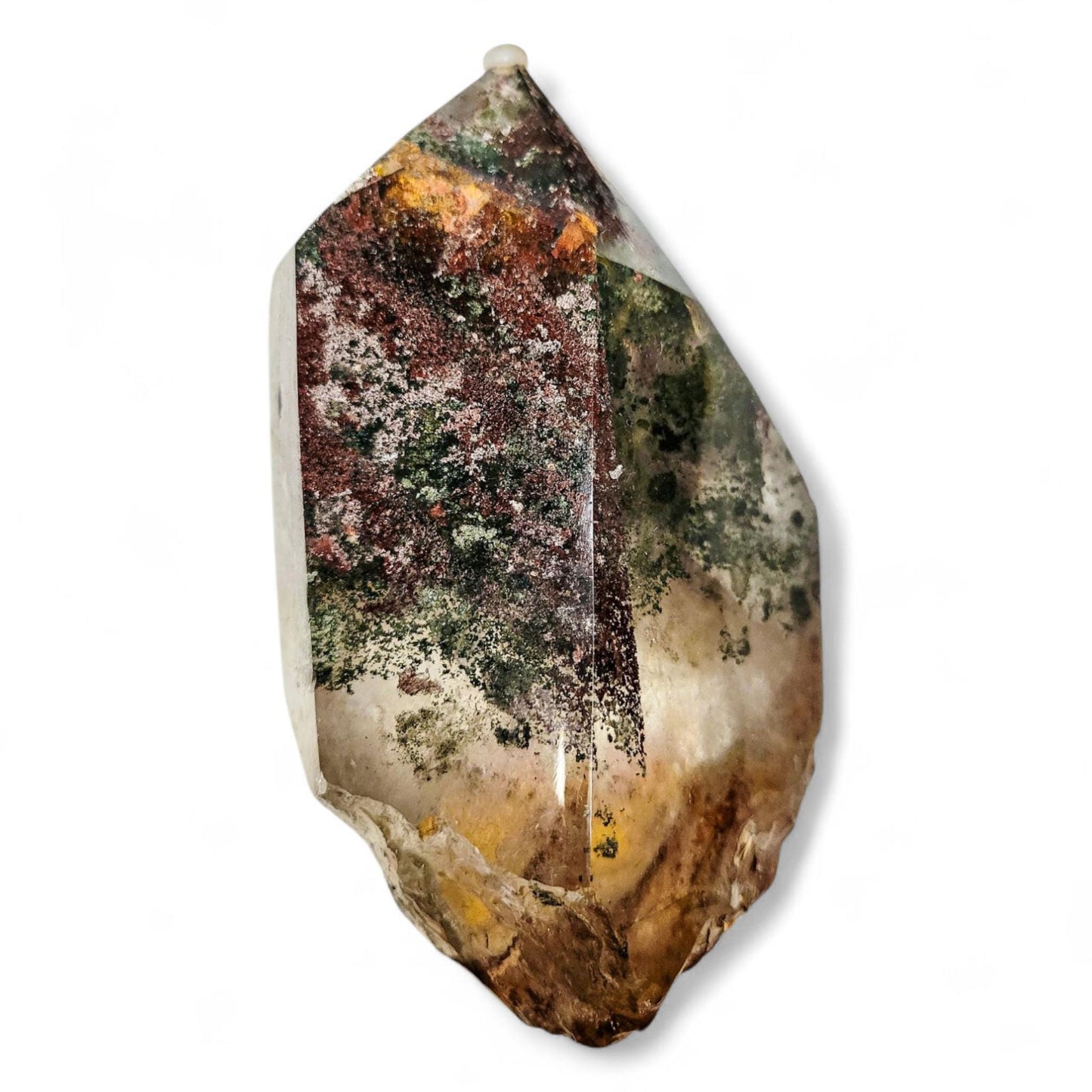 Garden Quartz Freeform with Custom Wood Stand: Statement Decor | 5 inches, 1.26 lbs
