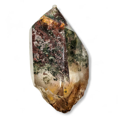 Garden Quartz Freeform with Custom Wood Stand: Statement Decor | 5 inches, 1.26 lbs