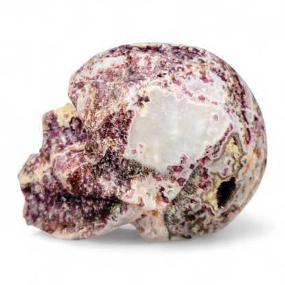 Druzy Purple Sphalerite Crystal Skull: Fluorite Chalcedony Quartz