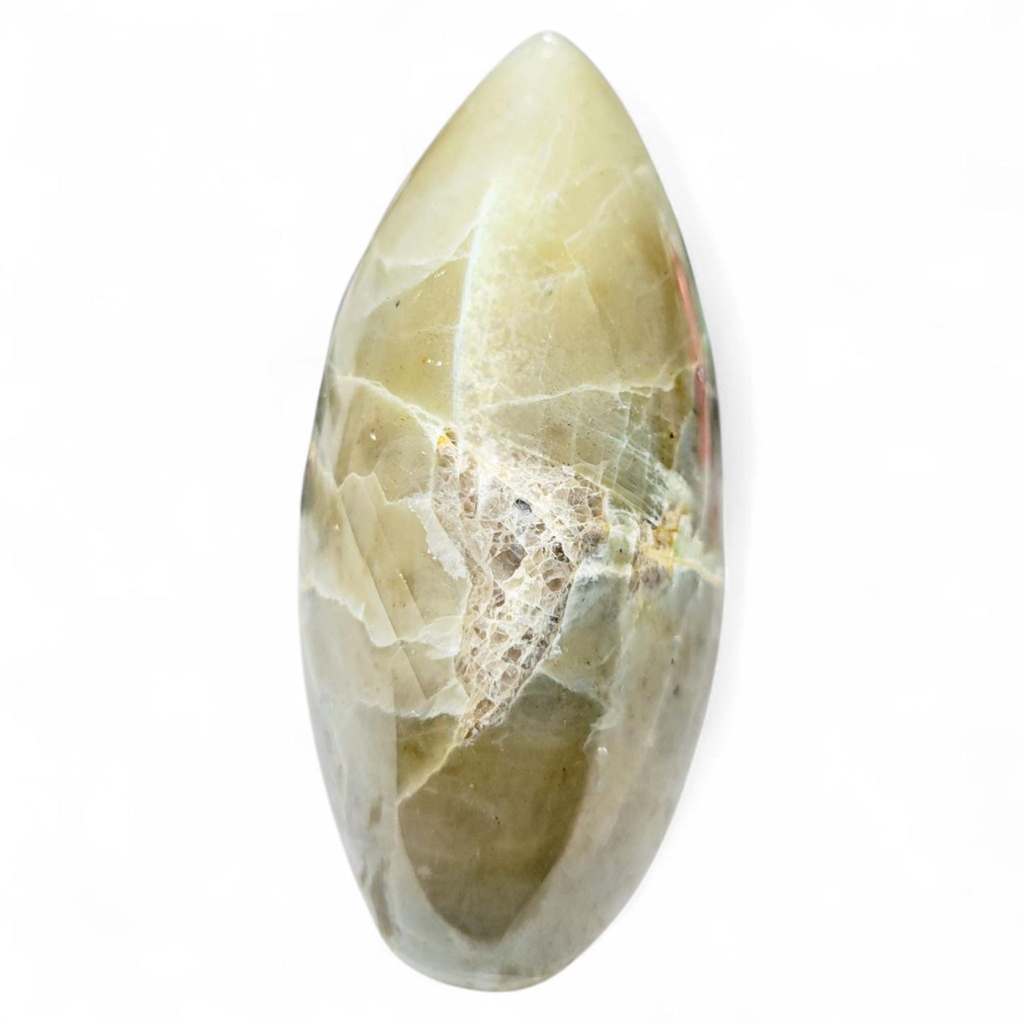 Madagascar- Large Green Moonstone Carving - 4.5 Inch Polished Crystal - 2 LBS - Standing Cut Base