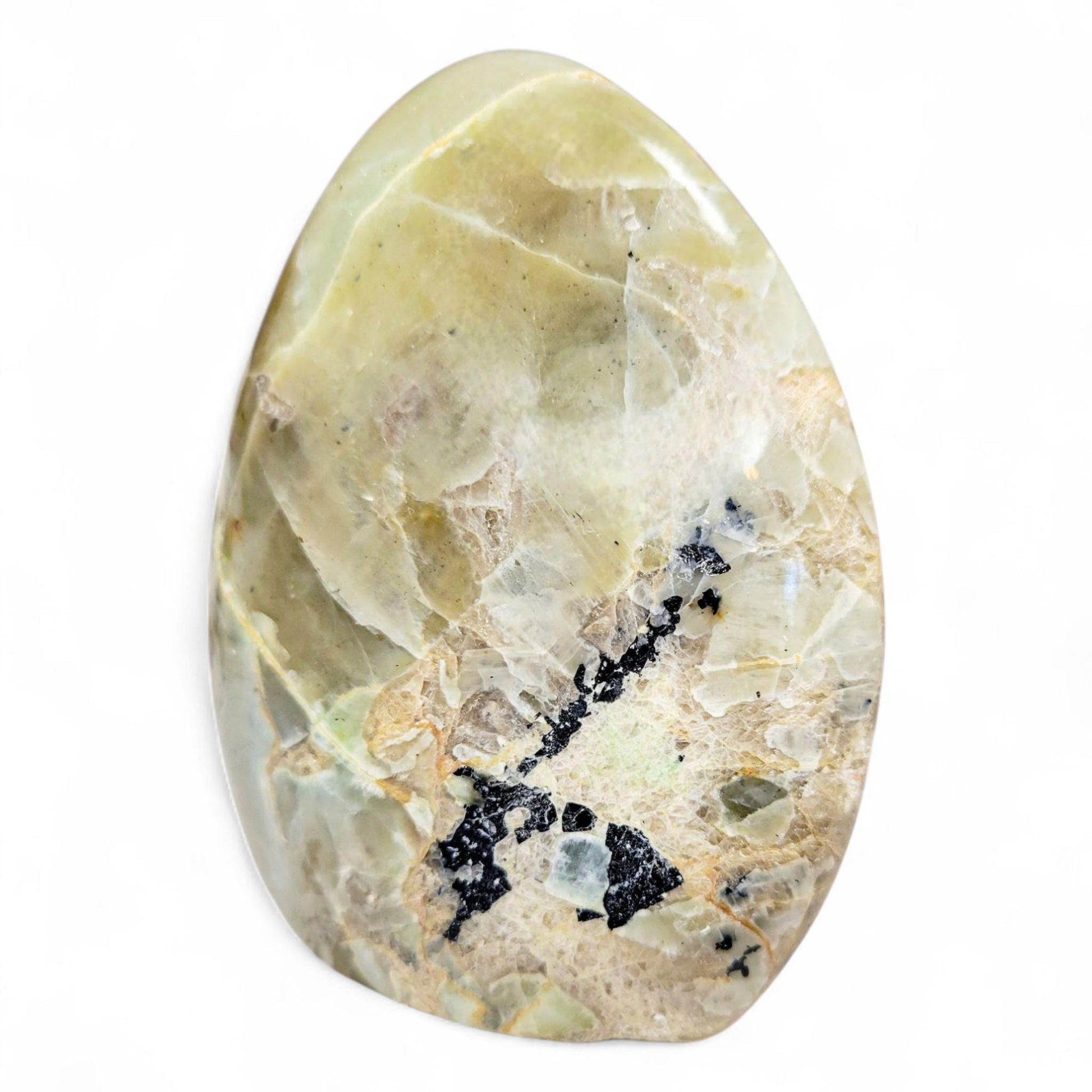 Madagascar- Large Green Moonstone Carving - 4.5 Inch Polished Crystal - 2 LBS - Standing Cut Base