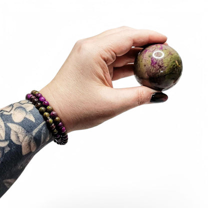 Stichtite (Alantisite) Sphere | Rare Violet Crystal | Unique Gemstone | Purple Green Crystal 51.5mm 176 Grams