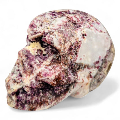 Druzy Purple Sphalerite Crystal Skull: Fluorite Chalcedony Quartz