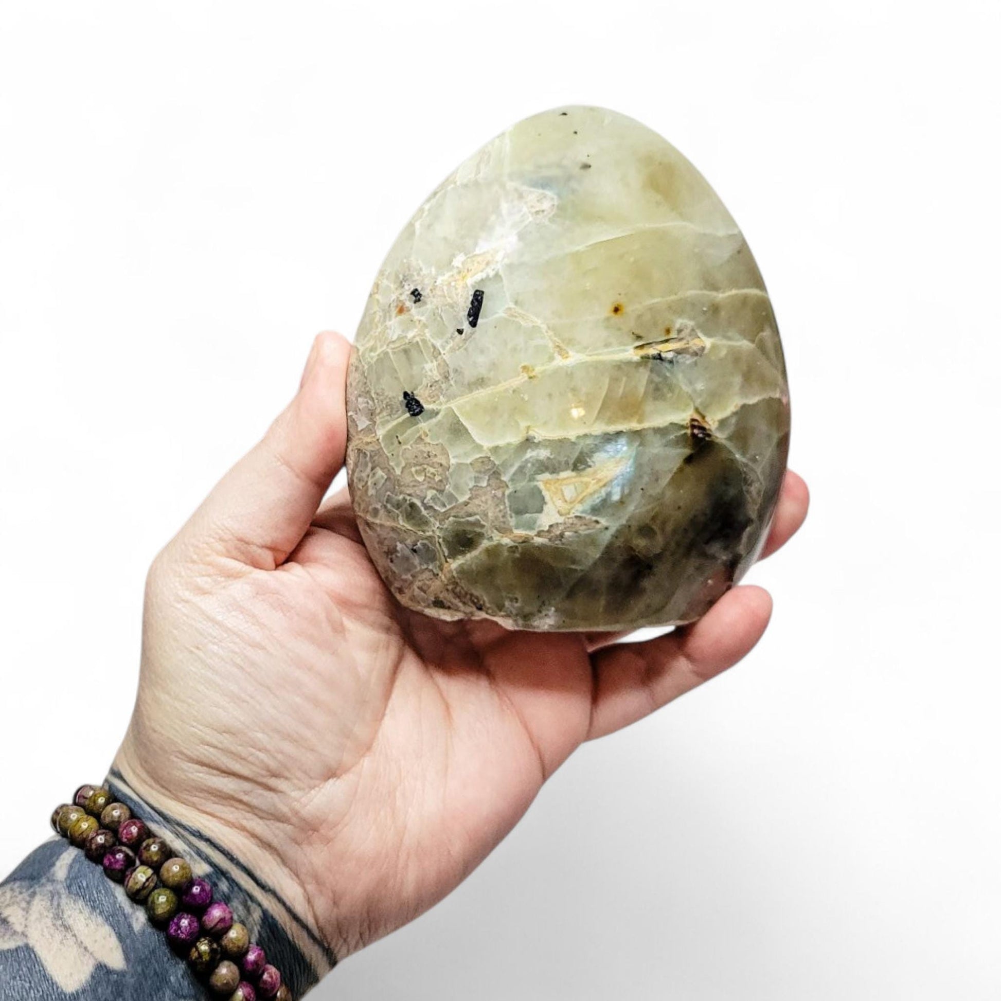 Madagascar- Large Green Moonstone Carving - 4.5 Inch Polished Crystal - 2 LBS - Standing Cut Base