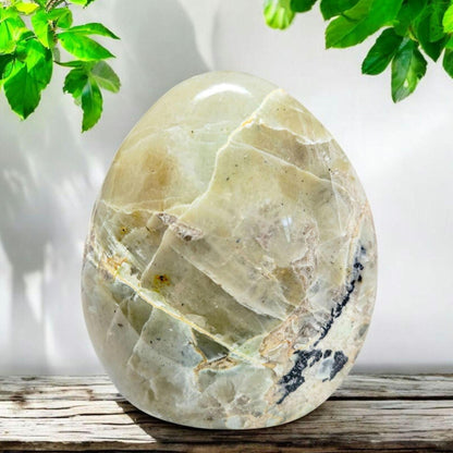 Madagascar- Large Green Moonstone Carving - 4.5 Inch Polished Crystal - 2 LBS - Standing Cut Base