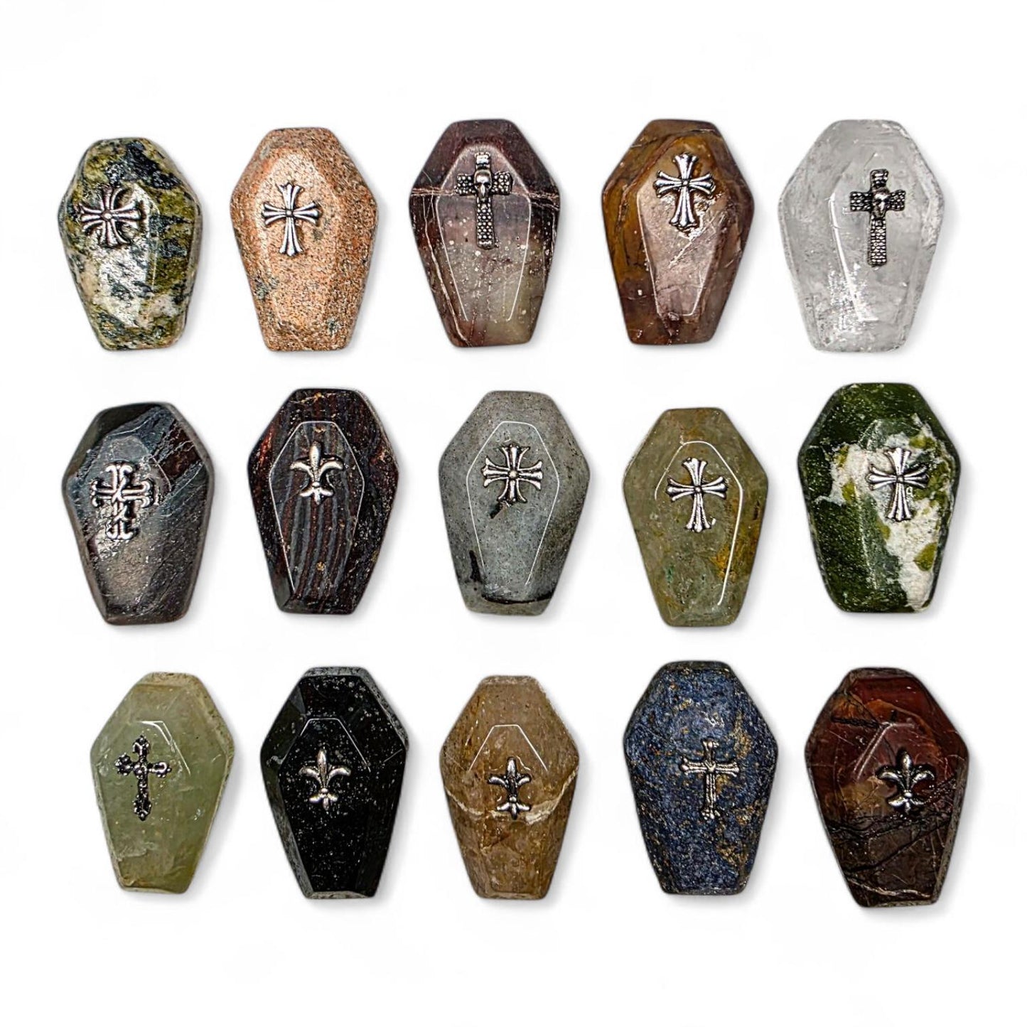 Traveling Cemetery - Mini Crystal Coffin Glass Terrarium - Gothic Desk Decor - Witchy Gifts - Crystal Materials and Cross Styles Vary