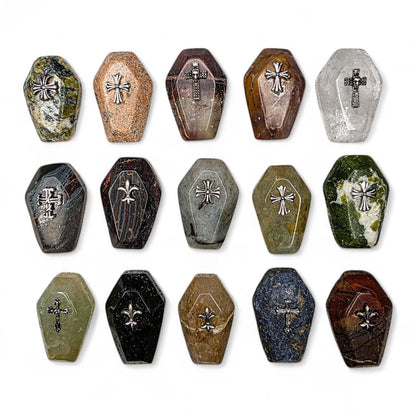 Traveling Cemetery - Mini Crystal Coffin Glass Terrarium - Gothic Desk Decor - Witchy Gifts - Crystal Materials and Cross Styles Vary