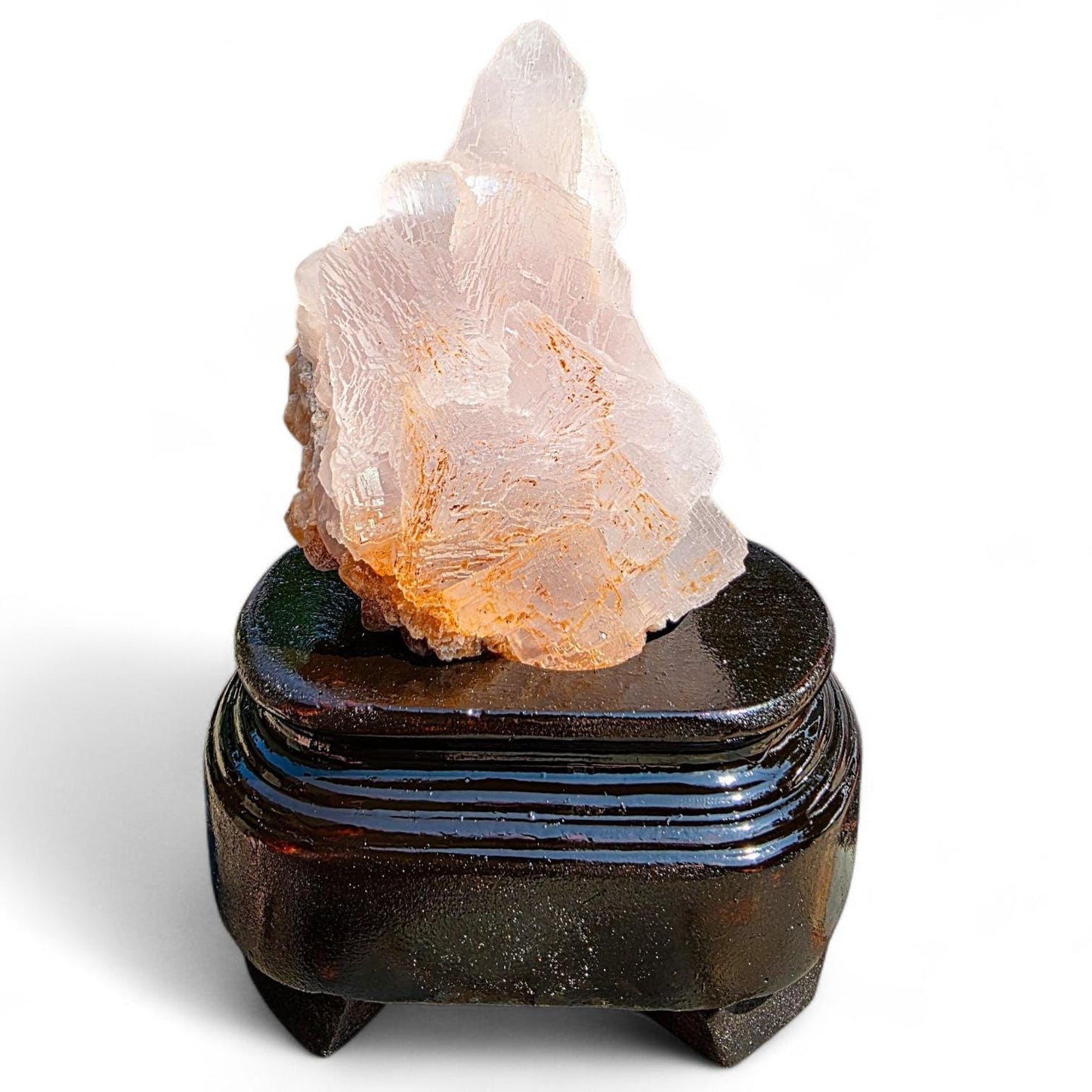 Purple Fluorite Specimen with Cube Formations - Custom Wooden Stand - Natural Crystal Decor - 381 grams