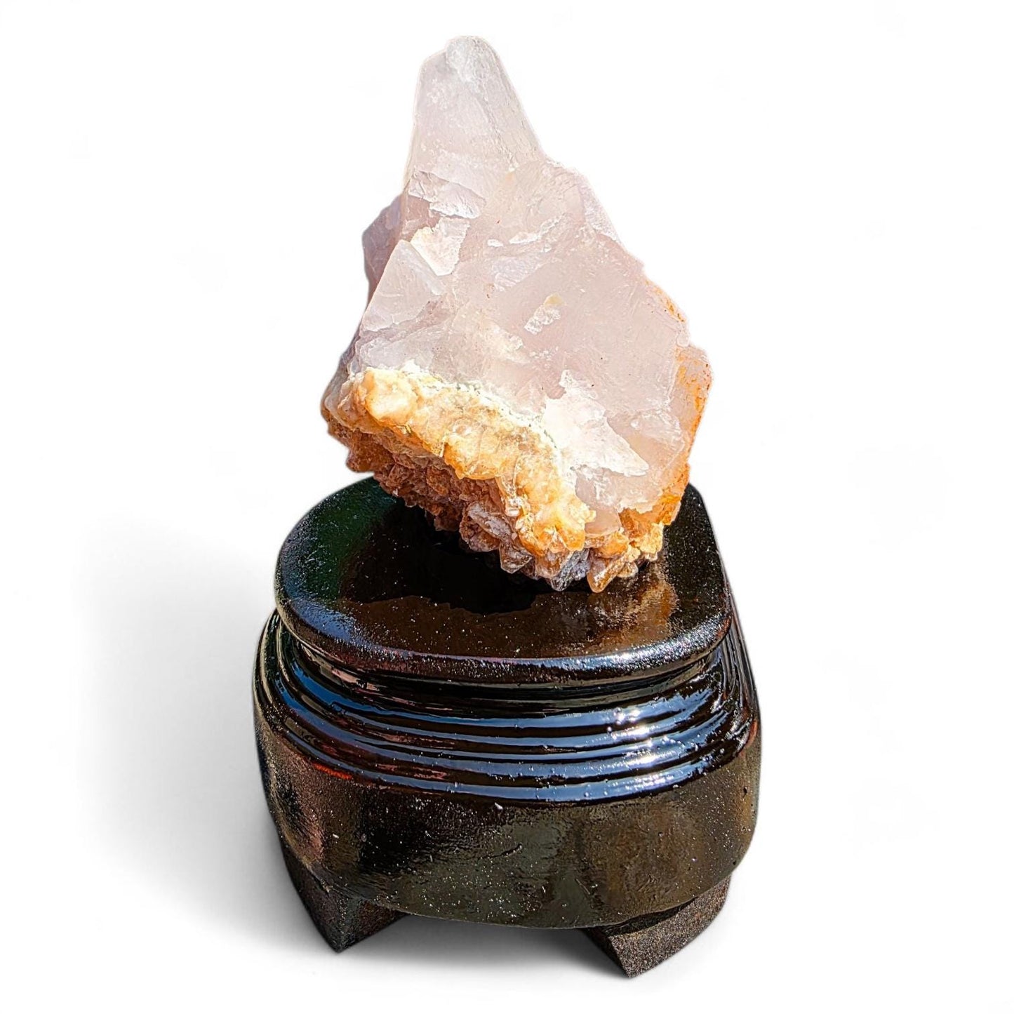 Purple Fluorite Specimen with Cube Formations - Custom Wooden Stand - Natural Crystal Decor - 381 grams