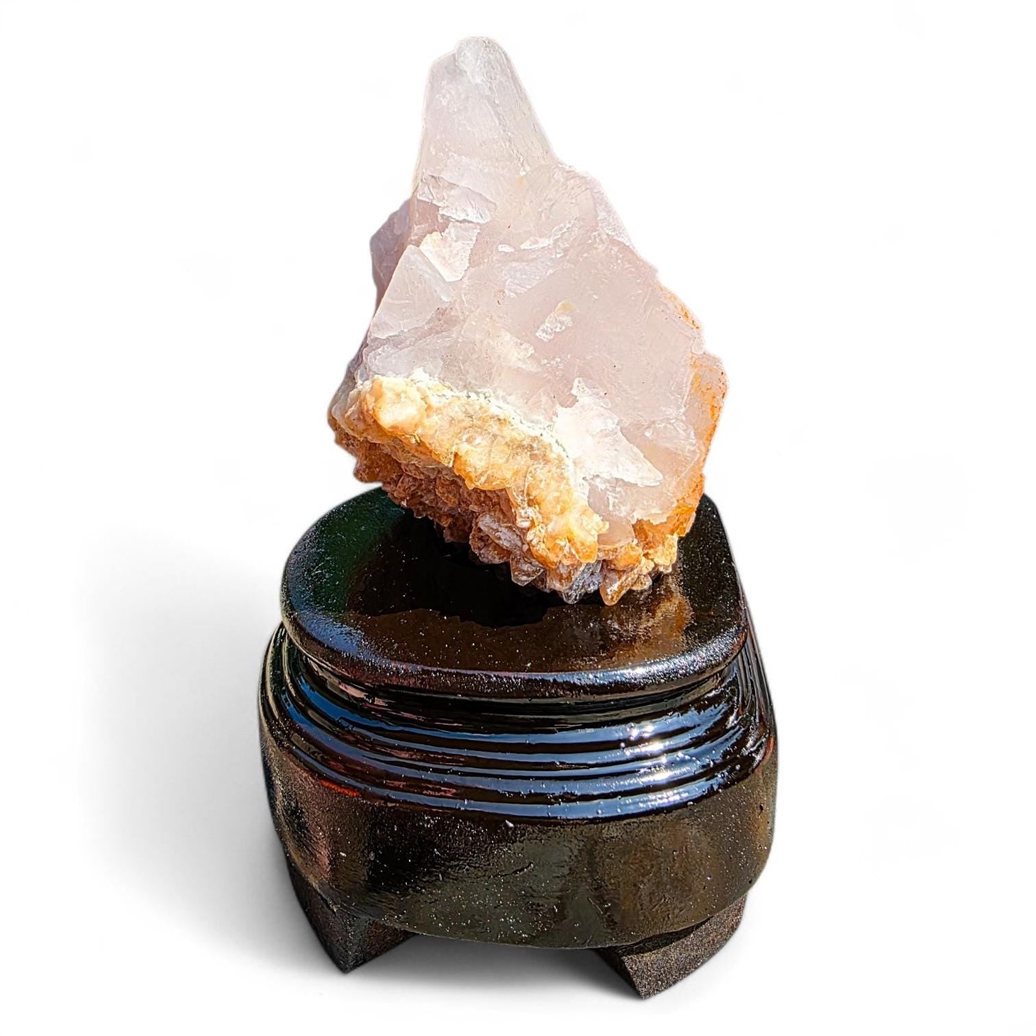 Purple Fluorite Specimen with Cube Formations - Custom Wooden Stand - Natural Crystal Decor - 381 grams