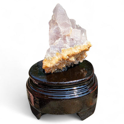 Purple Fluorite Specimen with Cube Formations - Custom Wooden Stand - Natural Crystal Decor - 381 grams