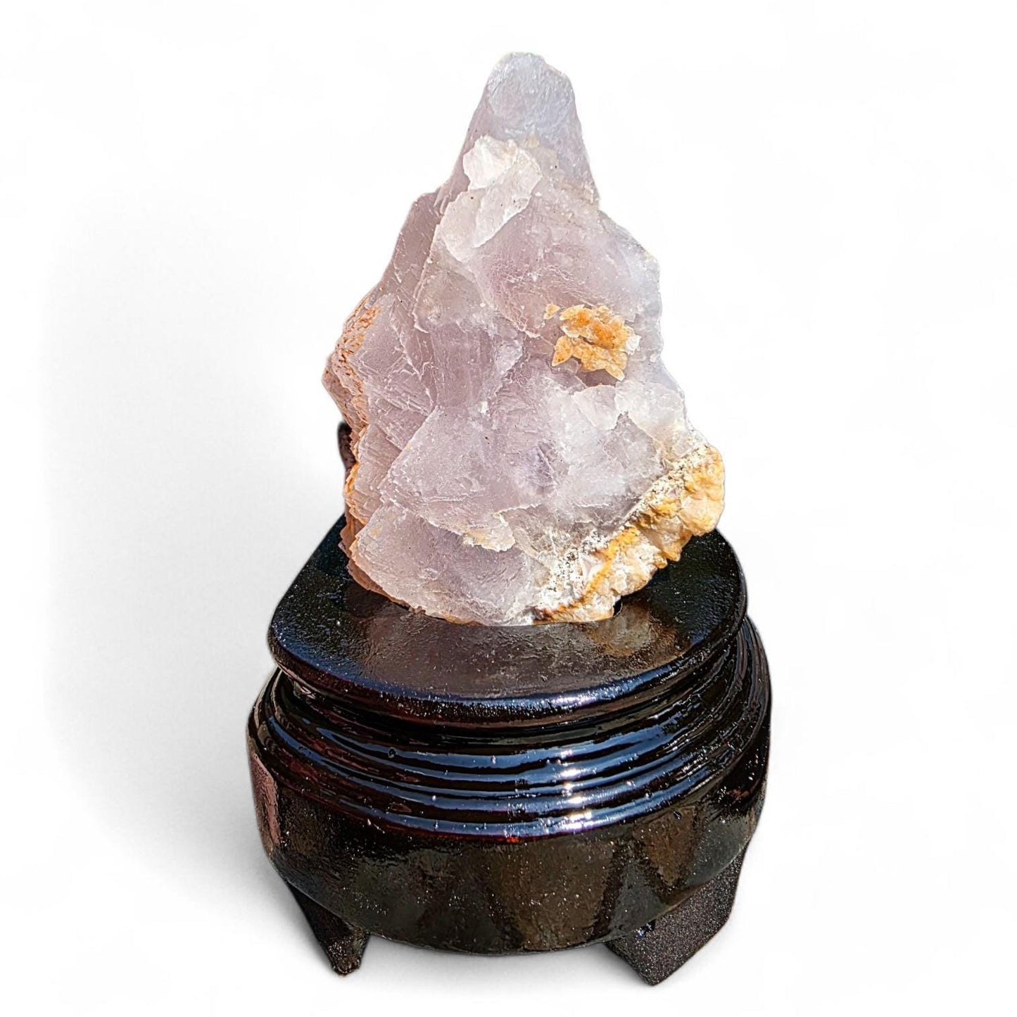 Purple Fluorite Specimen with Cube Formations - Custom Wooden Stand - Natural Crystal Decor - 381 grams