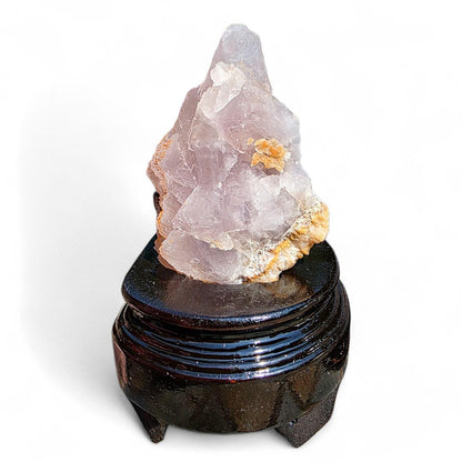 Purple Fluorite Specimen with Cube Formations - Custom Wooden Stand - Natural Crystal Decor - 381 grams