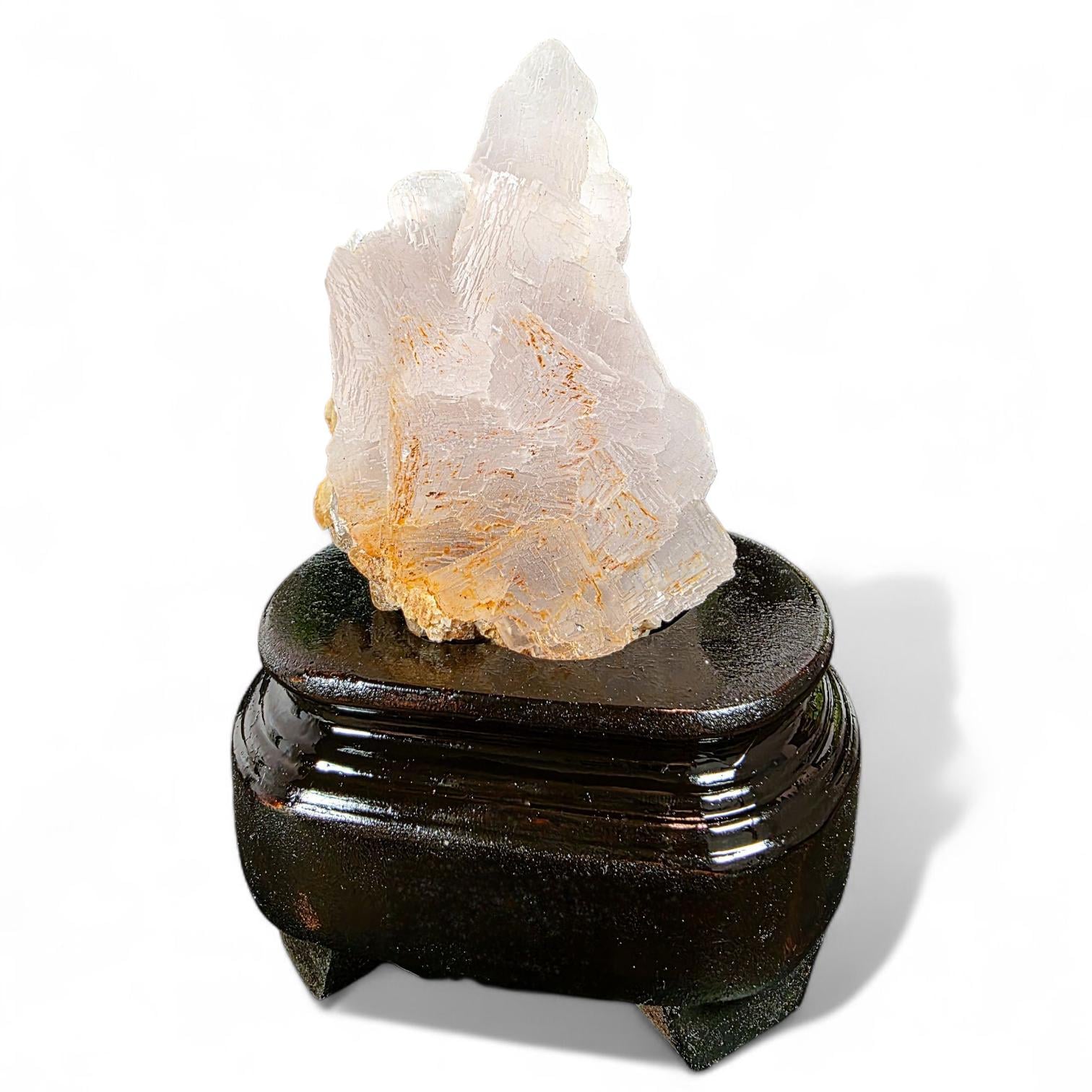 Purple Fluorite Specimen with Cube Formations - Custom Wooden Stand - Natural Crystal Decor - 381 grams