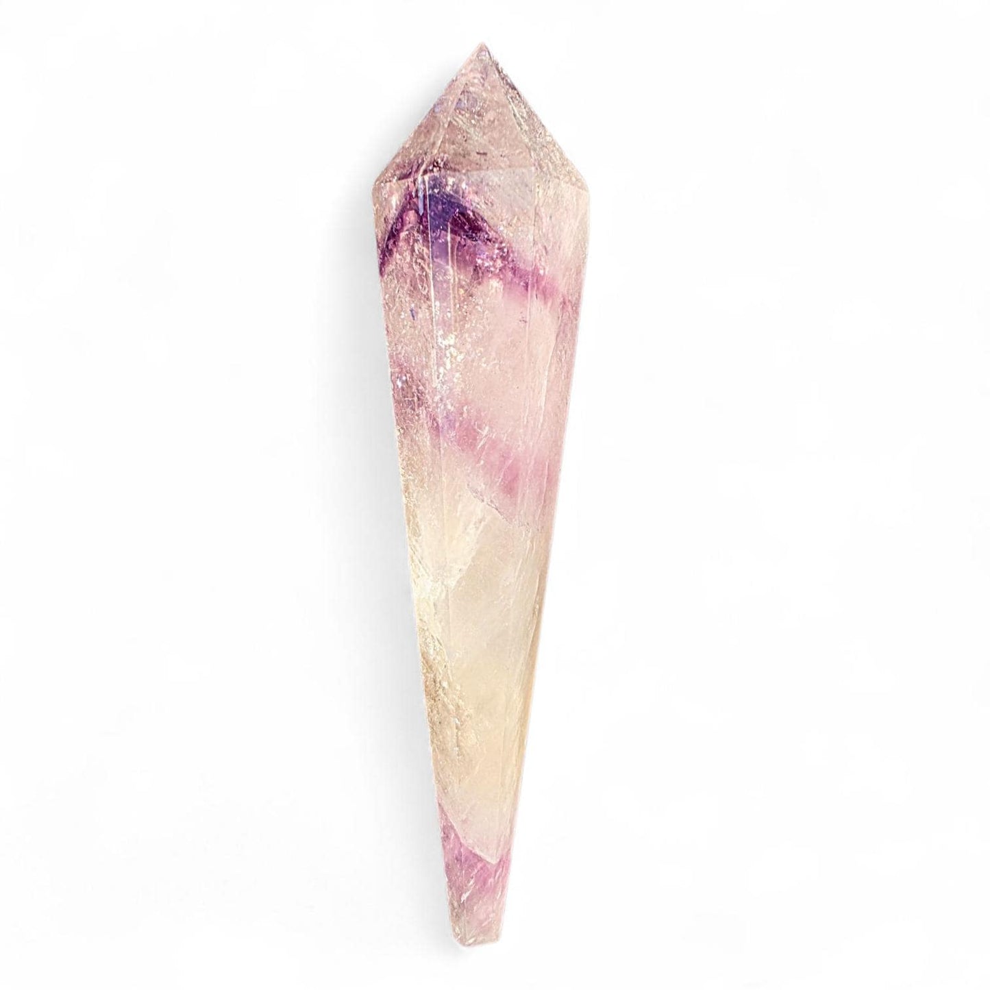 High Quality Phantom Amethyst & Quartz Crystal Wand with Rainbows | 5" - 7" Faceted Altar Tool | Free Stand Included
