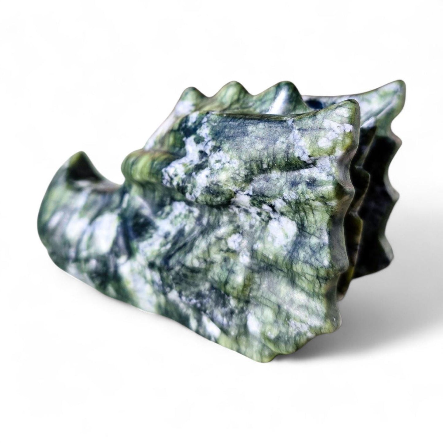 Large Green Jade Dragon Head Carving (4.75") | Heavy 1.4 lb Stone Medieval Fantasy Statue