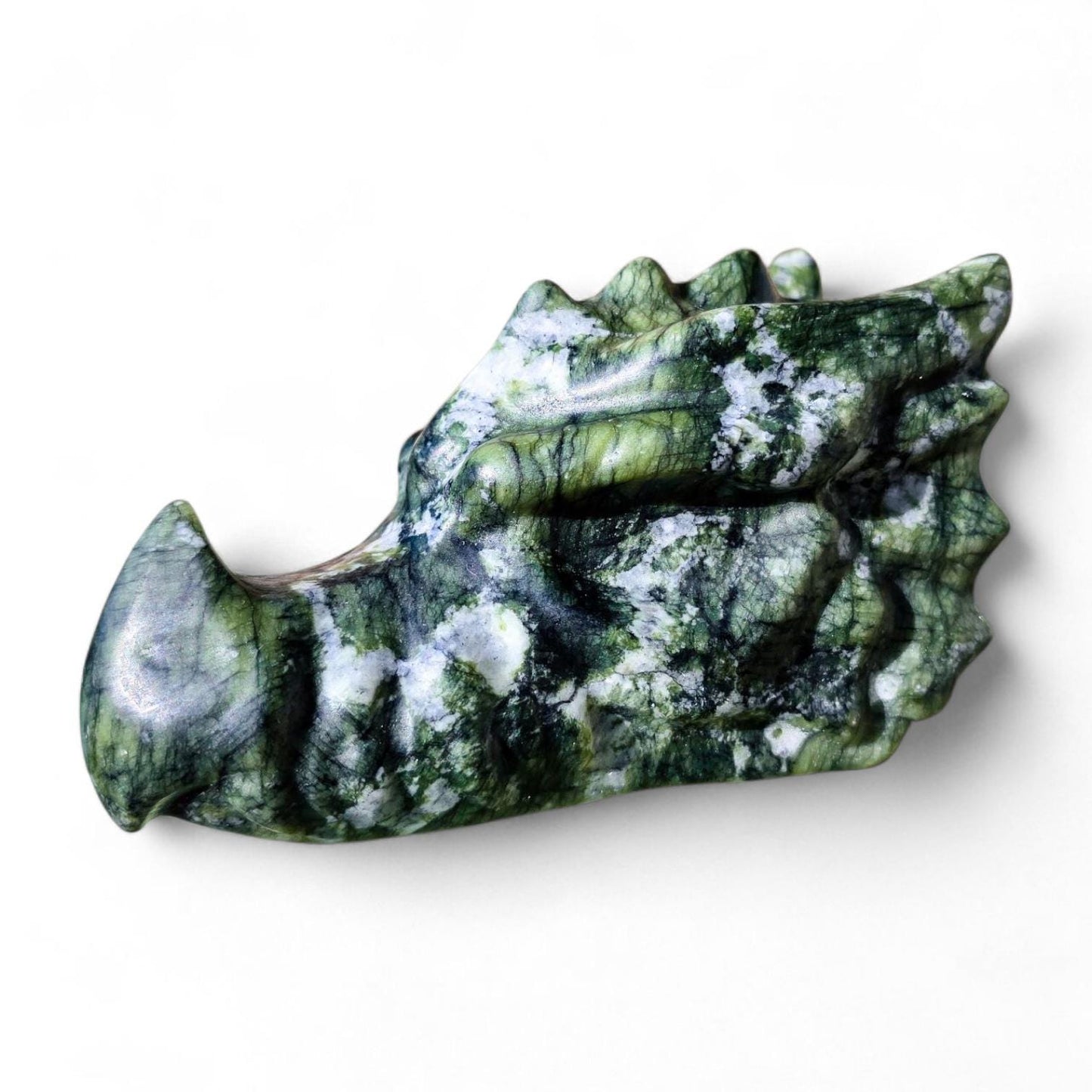 Large Green Jade Dragon Head Carving (4.75") | Heavy 1.4 lb Stone Medieval Fantasy Statue