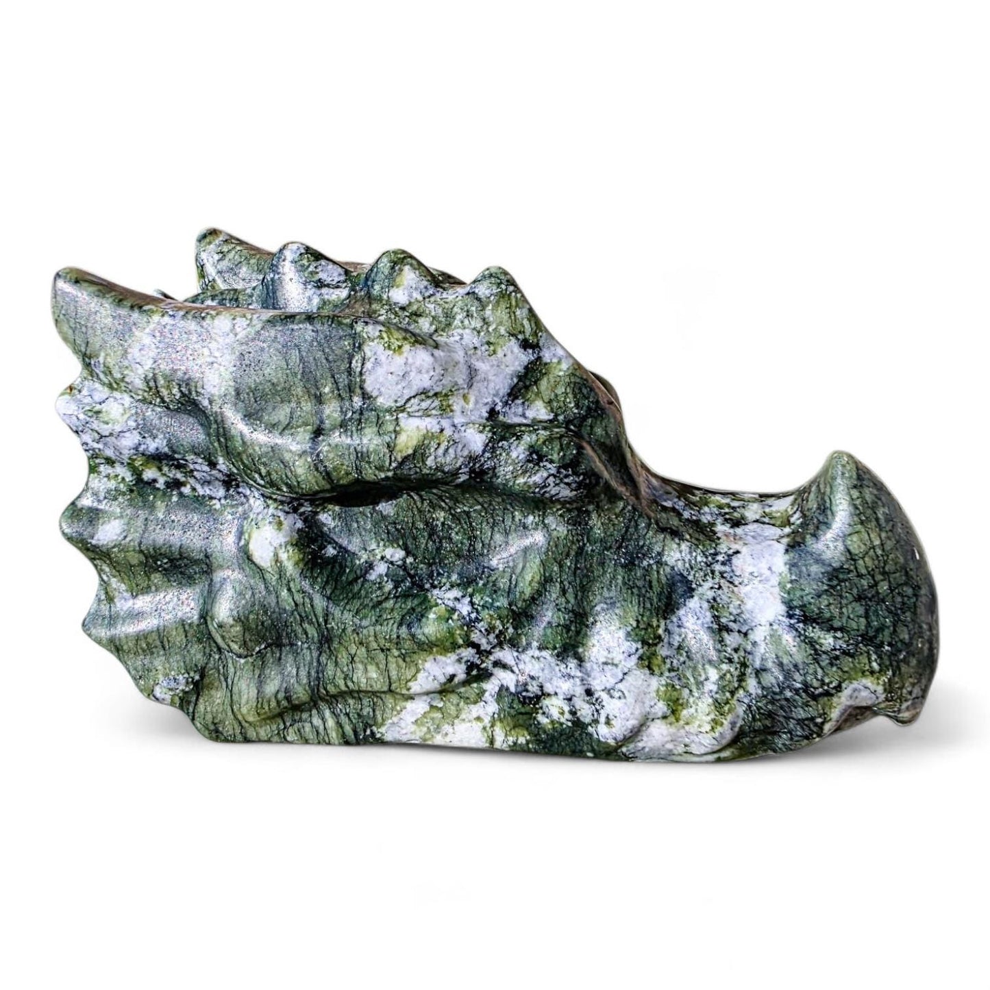 Large Green Jade Dragon Head Carving (4.75") | Heavy 1.4 lb Stone Medieval Fantasy Statue