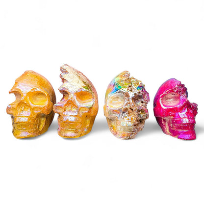 Aura Quartz Crystal Skull Carving | Large Titanium Druzy Skull | Rainbow Geode Skull | Choose Your Favorite