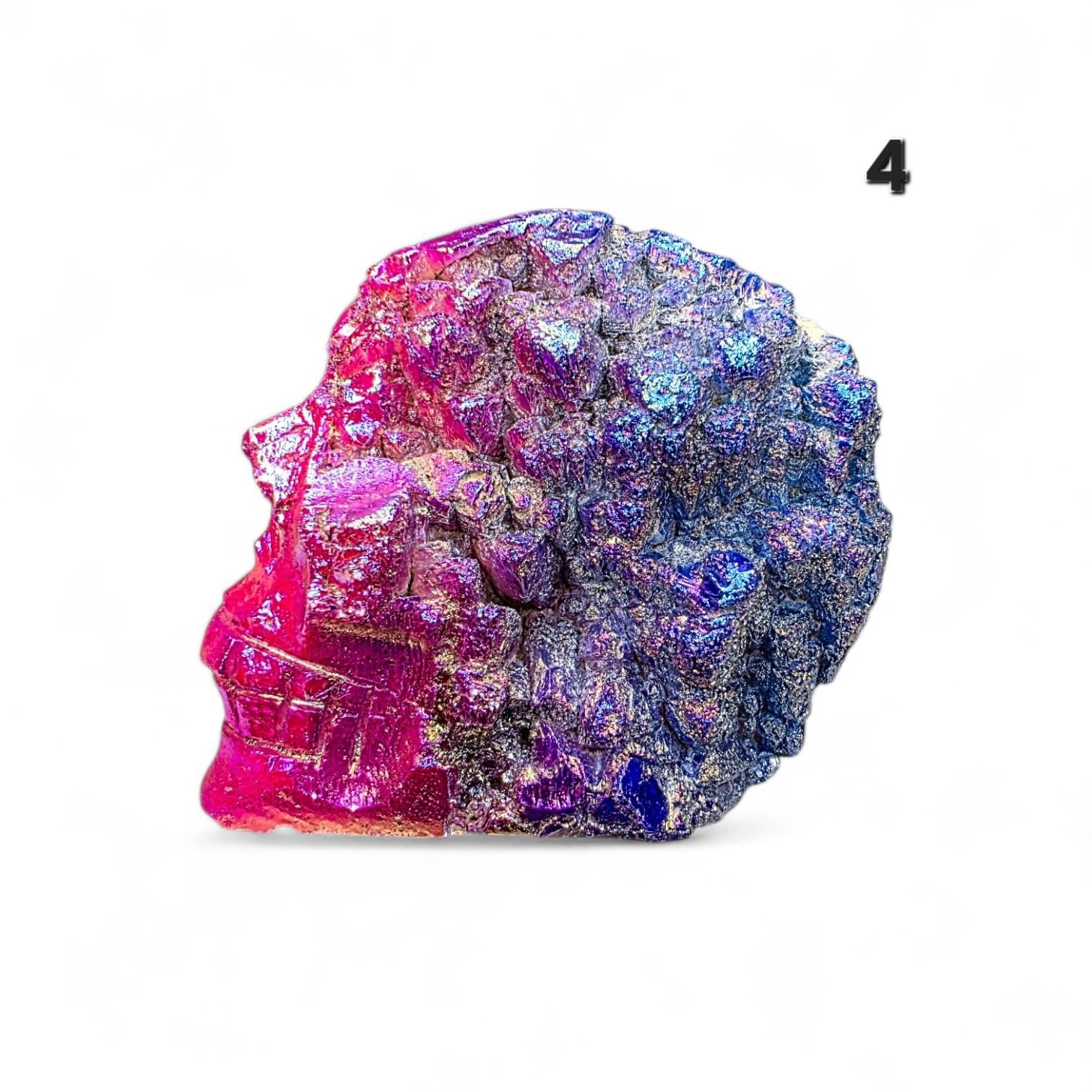 Aura Quartz Crystal Skull Carving | Large Titanium Druzy Skull | Rainbow Geode Skull | Choose Your Favorite