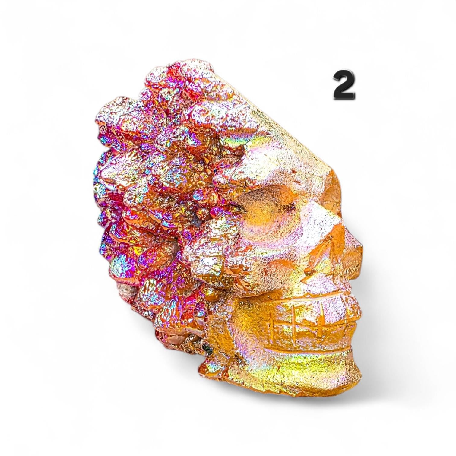 Aura Quartz Crystal Skull Carving | Large Titanium Druzy Skull | Rainbow Geode Skull | Choose Your Favorite