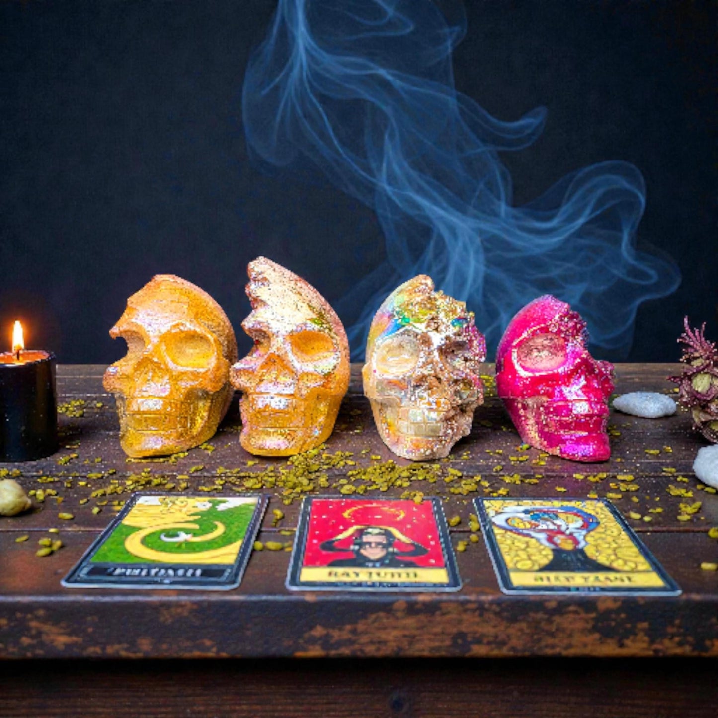 Aura Quartz Crystal Skull Carving | Large Titanium Druzy Skull | Rainbow Geode Skull | Choose Your Favorite