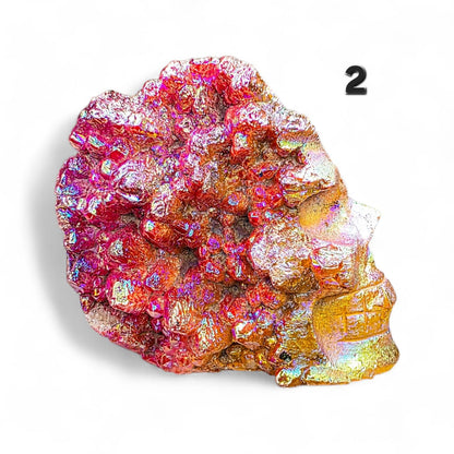 Aura Quartz Crystal Skull Carving | Large Titanium Druzy Skull | Rainbow Geode Skull | Choose Your Favorite