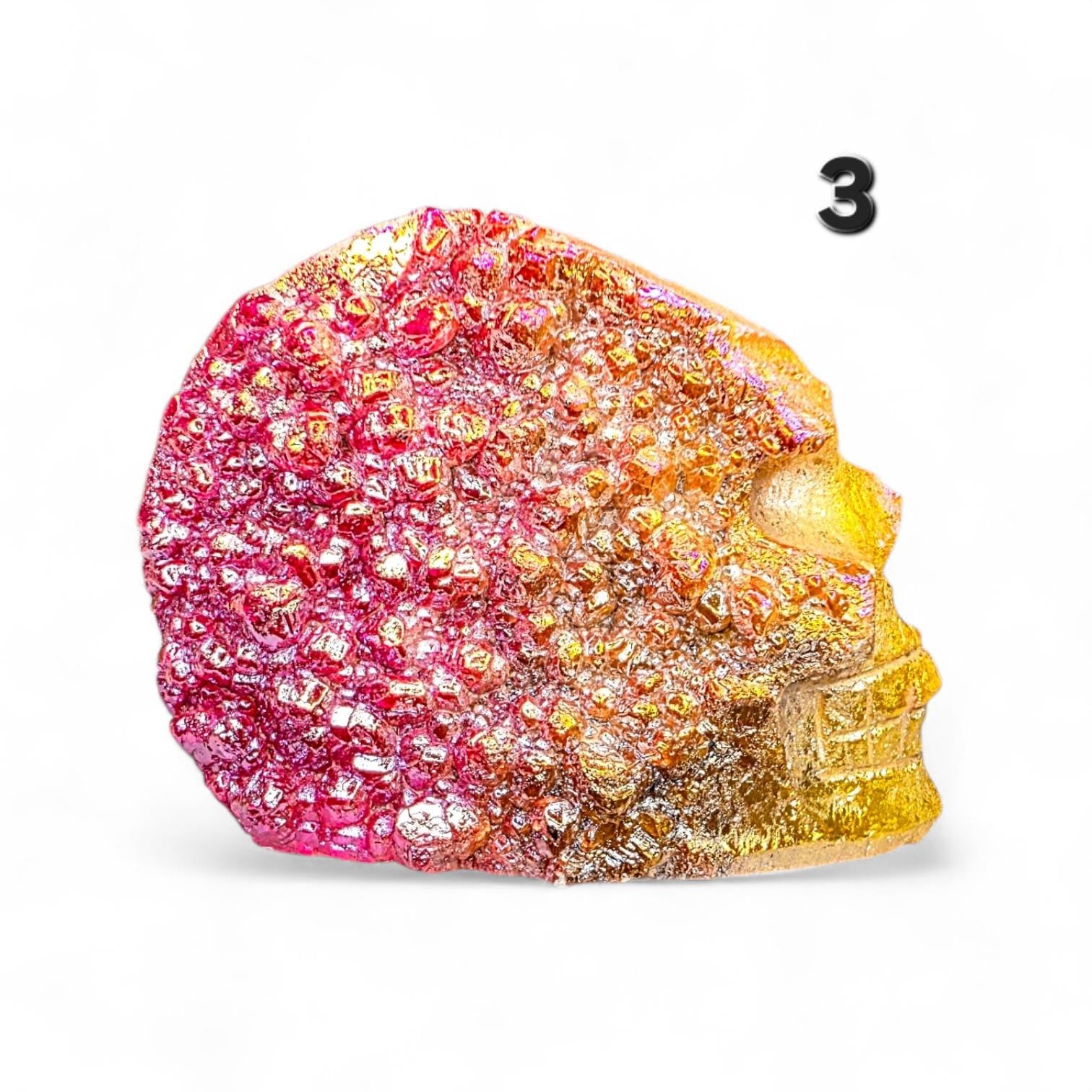 Aura Quartz Crystal Skull Carving | Large Titanium Druzy Skull | Rainbow Geode Skull | Choose Your Favorite