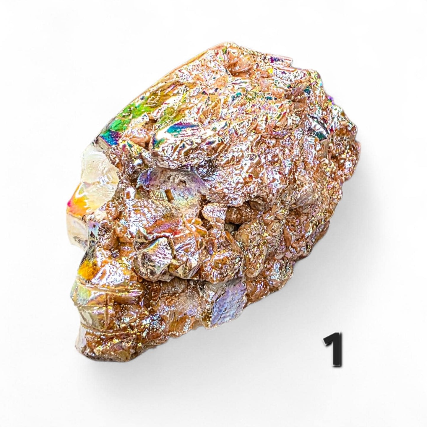 Aura Quartz Crystal Skull Carving | Large Titanium Druzy Skull | Rainbow Geode Skull | Choose Your Favorite