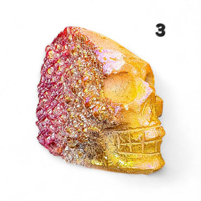 Aura Quartz Crystal Skull Carving | Large Titanium Druzy Skull | Rainbow Geode Skull | Choose Your Favorite