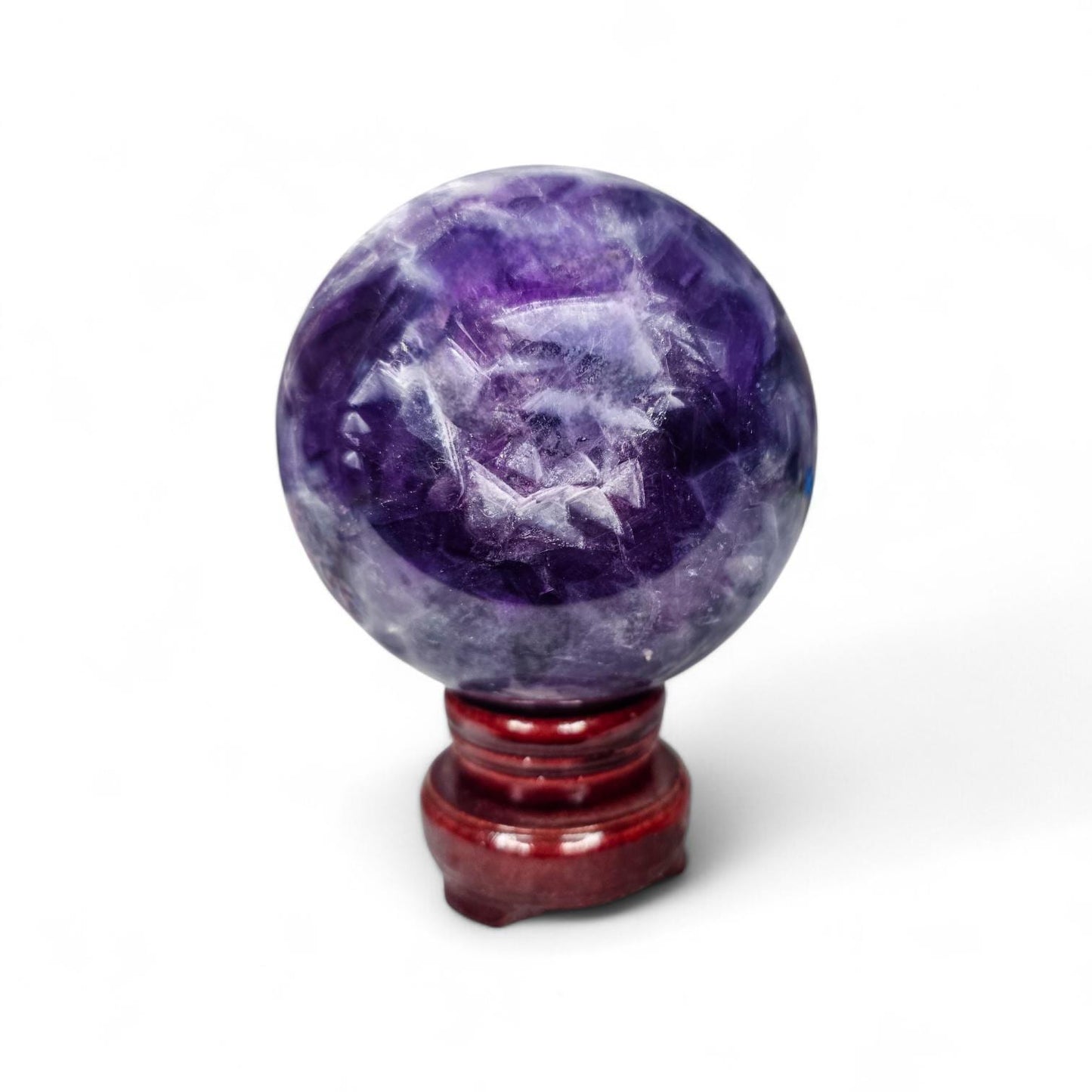 Big Rainbow Fluorite Sphere | 96mm Crystal Ball | 3.4 lbs | Wooden Spinner Stand Included | Unique Crystal Specimens for Collectors