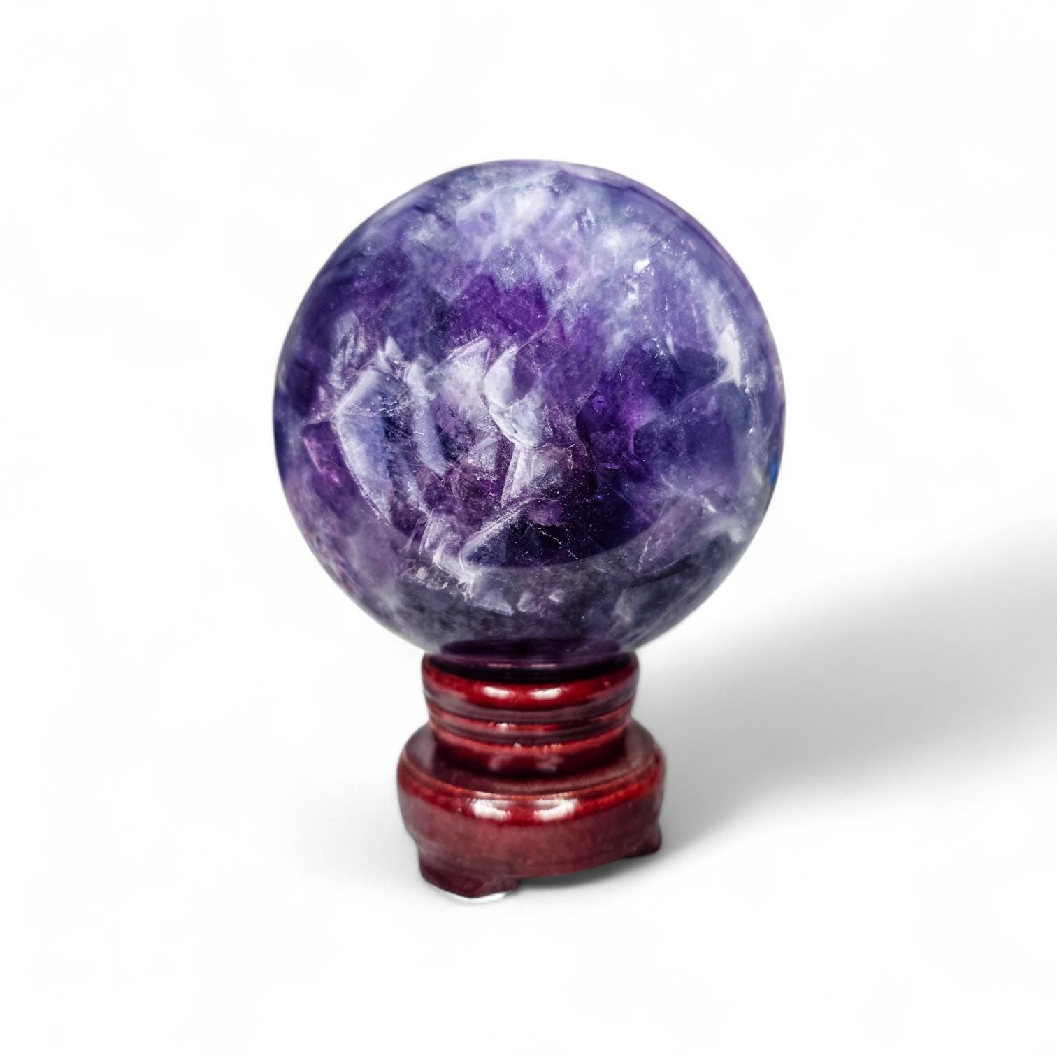 Big Rainbow Fluorite Sphere | 96mm Crystal Ball | 3.4 lbs | Wooden Spinner Stand Included | Unique Crystal Specimens for Collectors