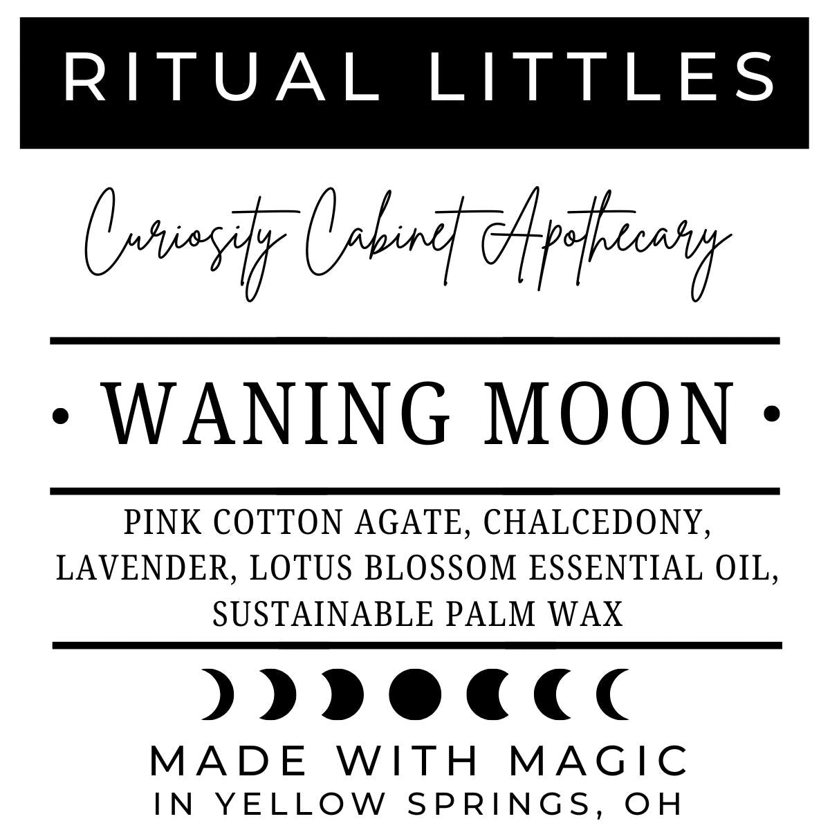 Waning Moon Ritual Candle 2 Pack | Lavender & Lotus Essential Oil | Pink Cotton Agate, Chalcedony | Witchcraft Altar Supplies | 8 Hour Burn