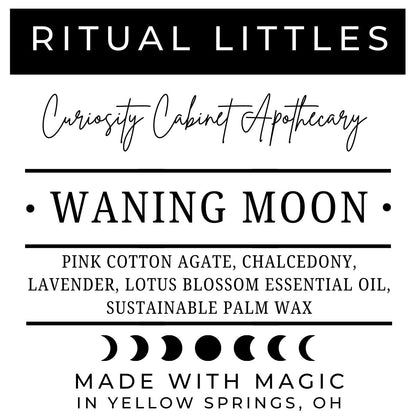 Waning Moon Ritual Candle 2 Pack | Lavender & Lotus Essential Oil | Pink Cotton Agate, Chalcedony | Witchcraft Altar Supplies | 8 Hour Burn