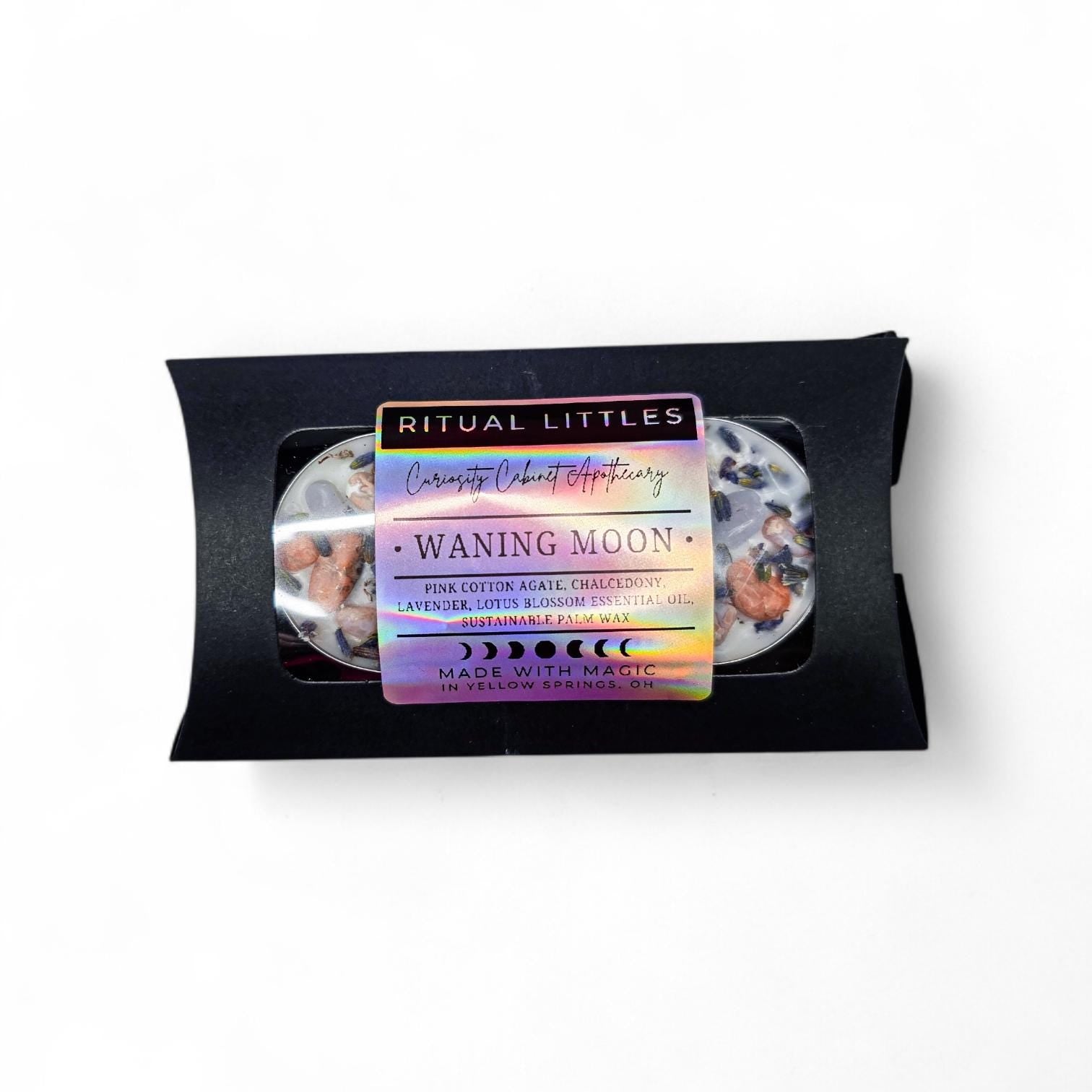 Waning Moon Ritual Candle 2 Pack | Lavender & Lotus Essential Oil | Pink Cotton Agate, Chalcedony | Witchcraft Altar Supplies | 8 Hour Burn