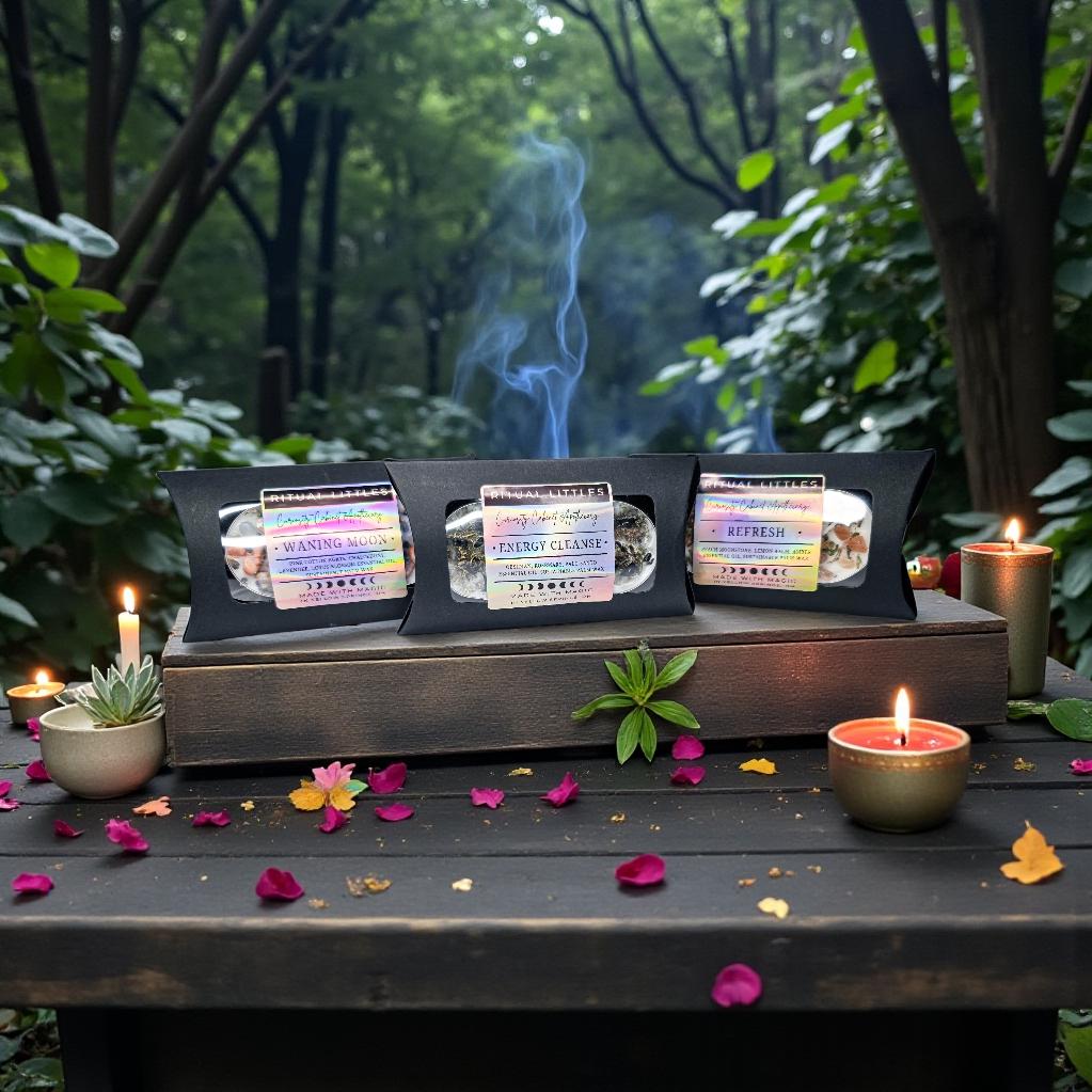 Waning Moon Ritual Candle 2 Pack | Lavender & Lotus Essential Oil | Pink Cotton Agate, Chalcedony | Witchcraft Altar Supplies | 8 Hour Burn