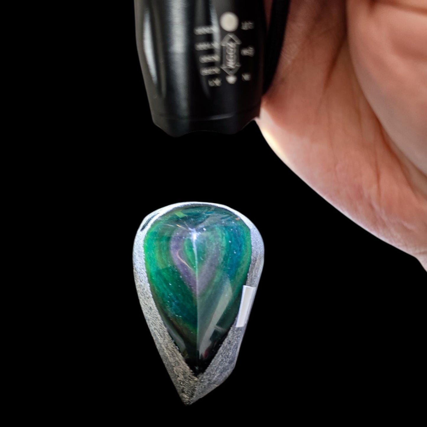 Rainbow Obsidian Carving with Hidden Flash | Natural Volcanic Glass | 5 Weights Available | Grounding Crystal for Shadow Work & Protection