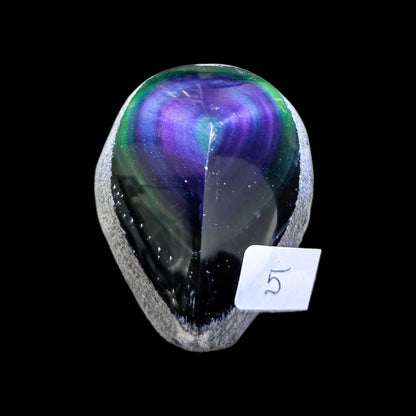 Rainbow Obsidian Carving with Hidden Flash | Natural Volcanic Glass | 5 Weights Available | Grounding Crystal for Shadow Work & Protection