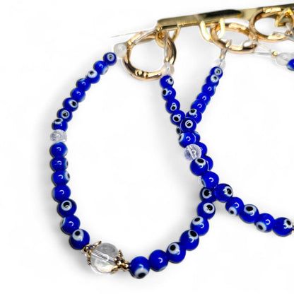 Blue Evil Eye Phone Lanyard with Metal Case Attachment | Nazar Protection Phone Strap | Universal Evil Eye Charm | Spiritual Tech Accessory