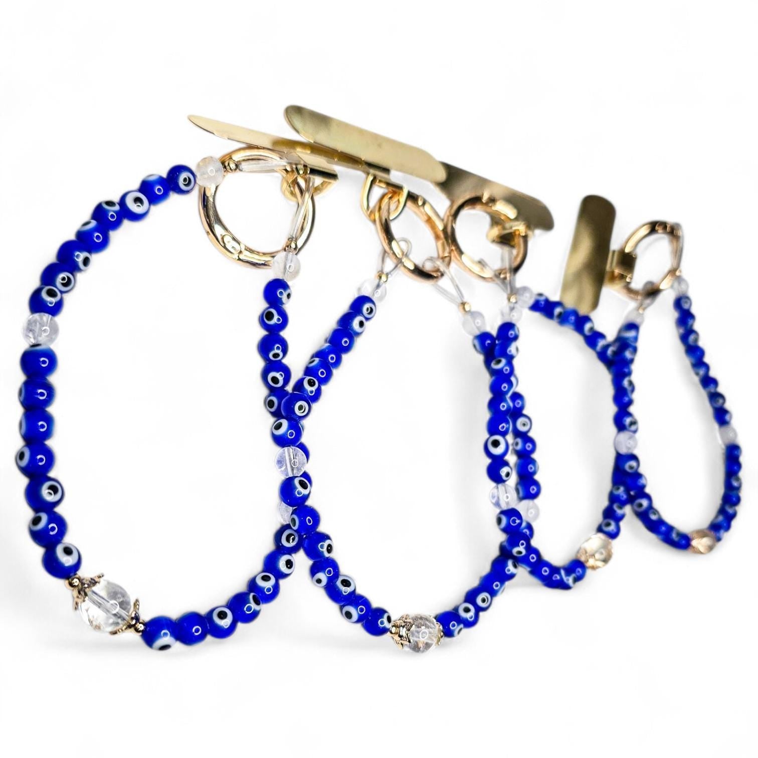 Blue Evil Eye Phone Lanyard with Metal Case Attachment | Nazar Protection Phone Strap | Universal Evil Eye Charm | Spiritual Tech Accessory