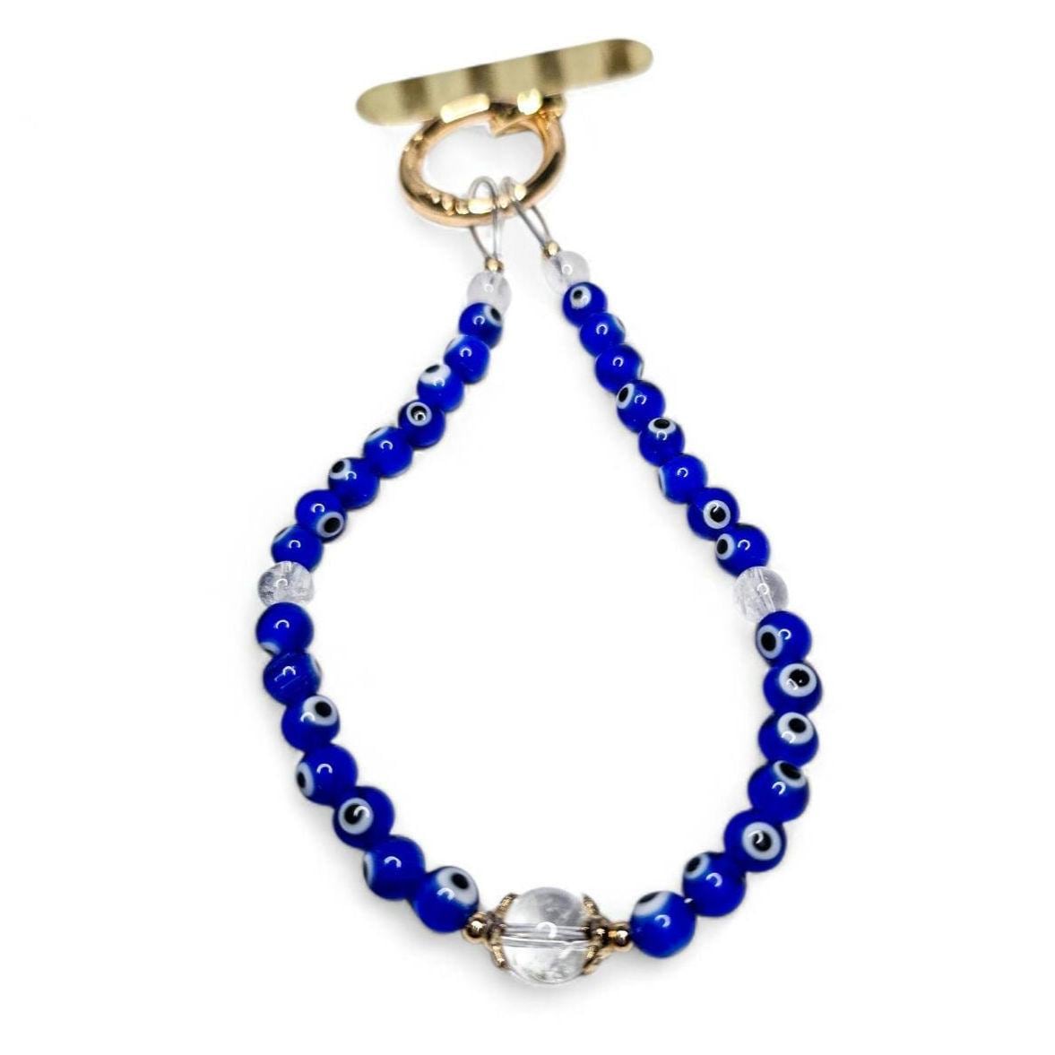 Blue Evil Eye Phone Lanyard with Metal Case Attachment | Nazar Protection Phone Strap | Universal Evil Eye Charm | Spiritual Tech Accessory