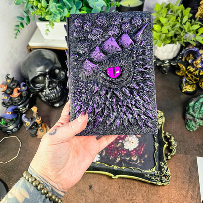 Dragon Eye Grimoire and Magic Wand Pen | Protective Dragon Scale Journal | Refillable Shadow Work Book | Medieval Style Stationery Set | 3D