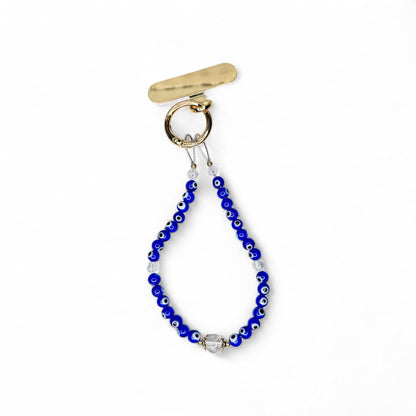 Blue Evil Eye Phone Lanyard with Metal Case Attachment | Nazar Protection Phone Strap | Universal Evil Eye Charm | Spiritual Tech Accessory