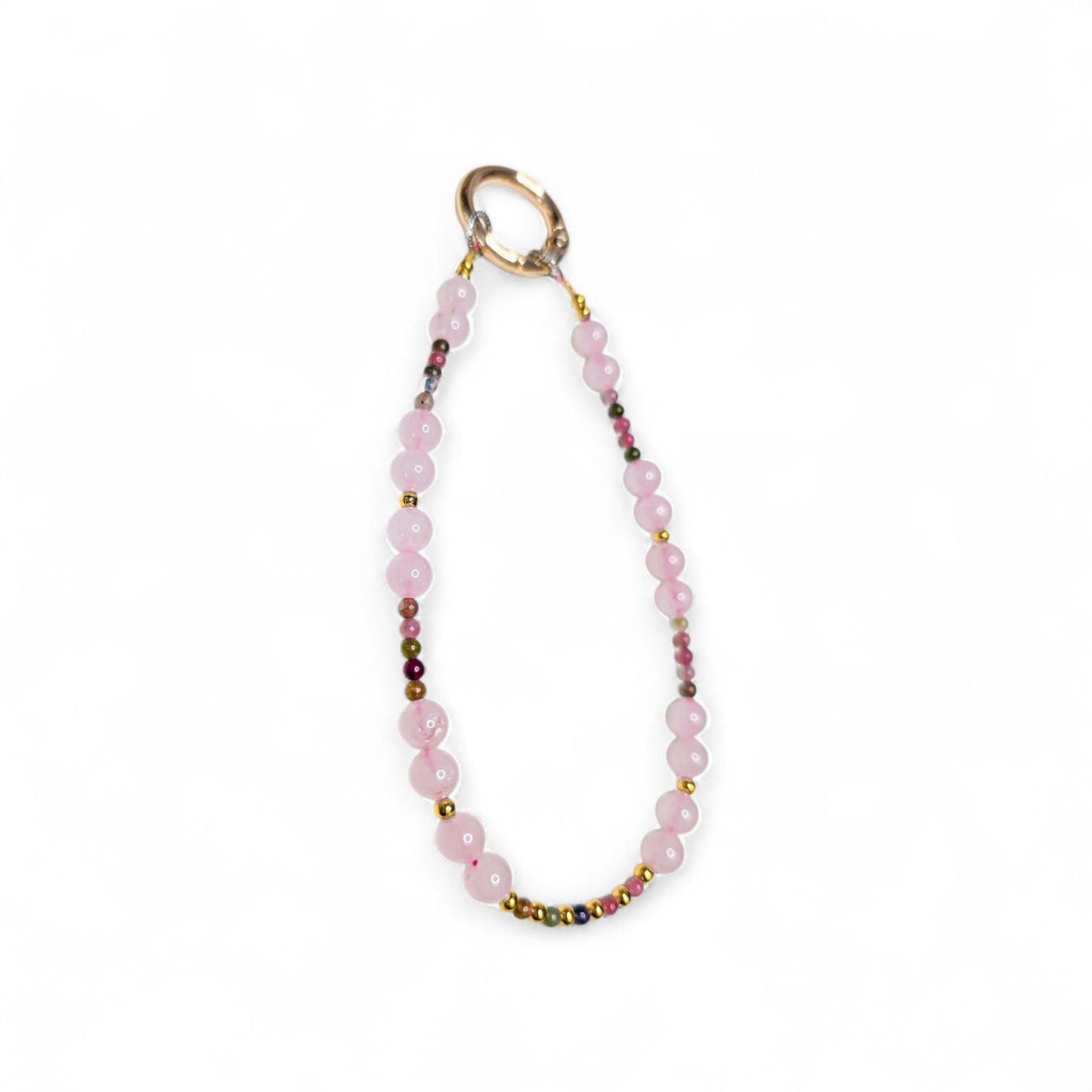 Rose Quartz Crystal Phone Wristlet | Genuine Gemstone Phone Strap | Beaded Phone Dangle for Self-Love | Luxury Heart Chakra Accessory