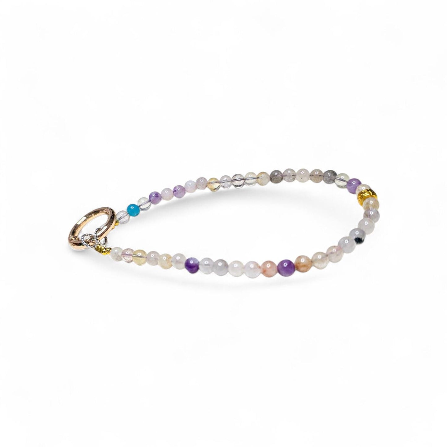Rainbow Fluorite Crystal Phone Wristlet | Genuine Purple & Green Gemstone Strap | Beaded Crystal Phone Dangle | Luxury Boho Accessory