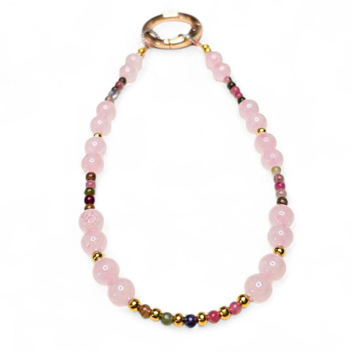 Rose Quartz Crystal Phone Wristlet | Genuine Gemstone Phone Strap | Beaded Phone Dangle for Self-Love | Luxury Heart Chakra Accessory