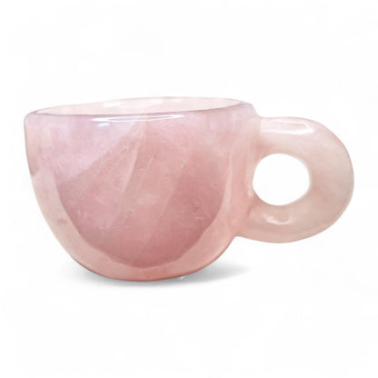 Decorative Rose Quartz Mini Cup | Hand Carved Pink Crystal Espresso Mug | Small Gemstone Altar Accessory | Aesthetic Pink Room Decor Gift